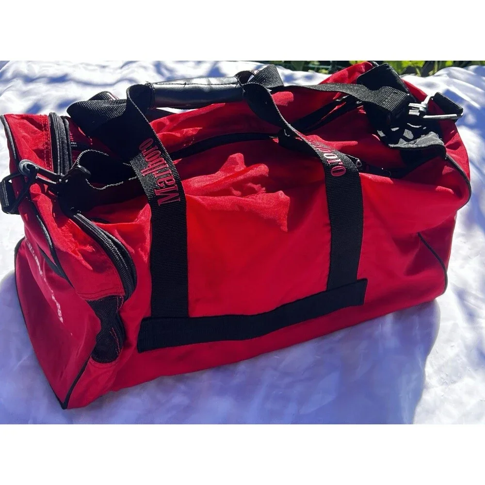 Y2K Vintage 90s Marlboro Red Duffle Gym ￼ Marlboro Miles Travel Bag 20” Strap